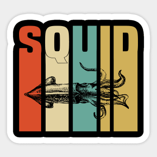 Squid Retro Funny & humor Squids Cute & Cool Art Design Lovers Sticker